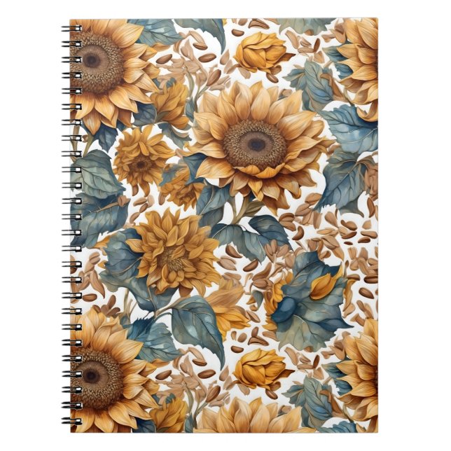 Dancing Sunflowers Pattern Design Notebook (Front)
