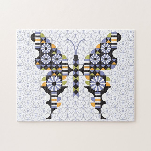 Dancing Swallowtail Butterfly Quilt Pattern Jigsaw Puzzle (Horizontal)