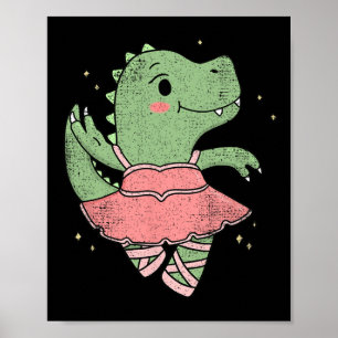 Dancing T-rex Dinosaur Llerina For Llet Dancer Vin Poster