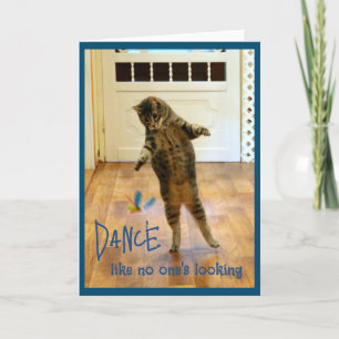 Dancing Tabby Cat Birthday Thank You Card