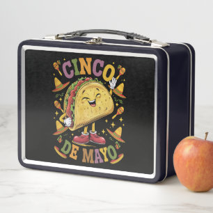 Dancing Taco Funny Cinco De Mayo Fiesta Party Metal Lunch Box