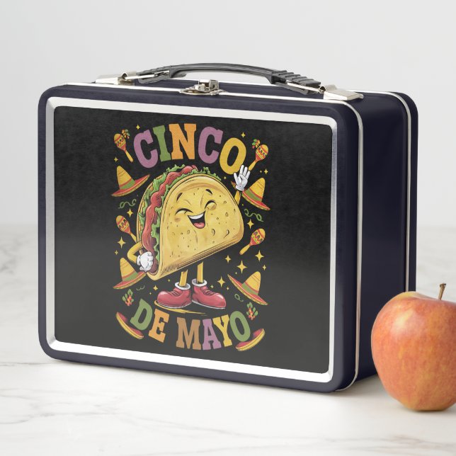Dancing Taco Funny Cinco De Mayo Fiesta Party Metal Lunch Box (In Situ)