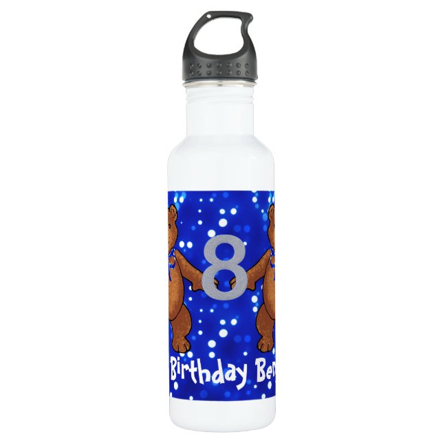 Dancing Teddy Bears 8th Birthday 710 Ml Water Bottle (Front)