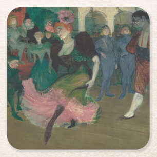 Dancing the Bolero - Toulouse-Lautrec Painting Square Paper Coaster