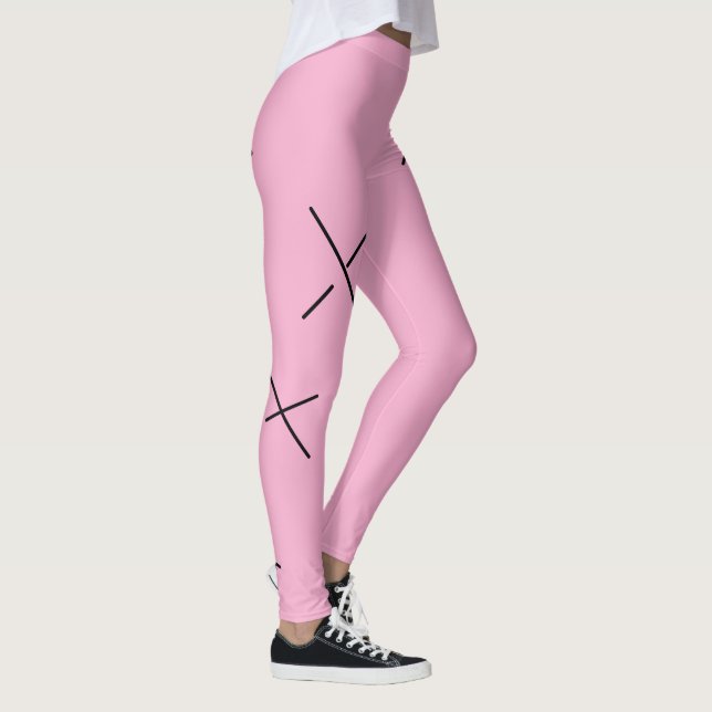Dancing The Day Soft Black&Pink Minimal X Art Leggings (Right)