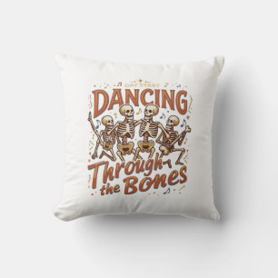 Dancing Through Bones Halloween Skeletons Music Ce Cushion