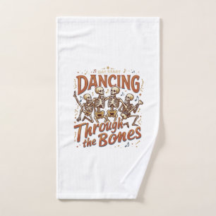 Dancing Through Bones Halloween Skeletons Music Ce Hand Towel
