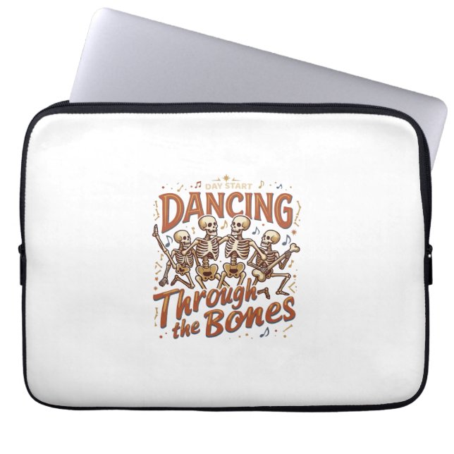 Dancing Through Bones Halloween Skeletons Music Ce Laptop Sleeve (Front)