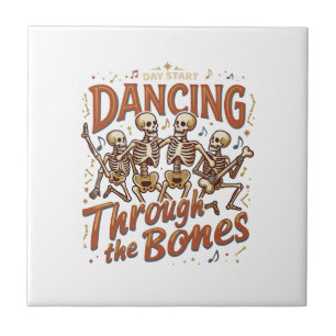 Dancing Through Bones Halloween Skeletons Music Ce Tile
