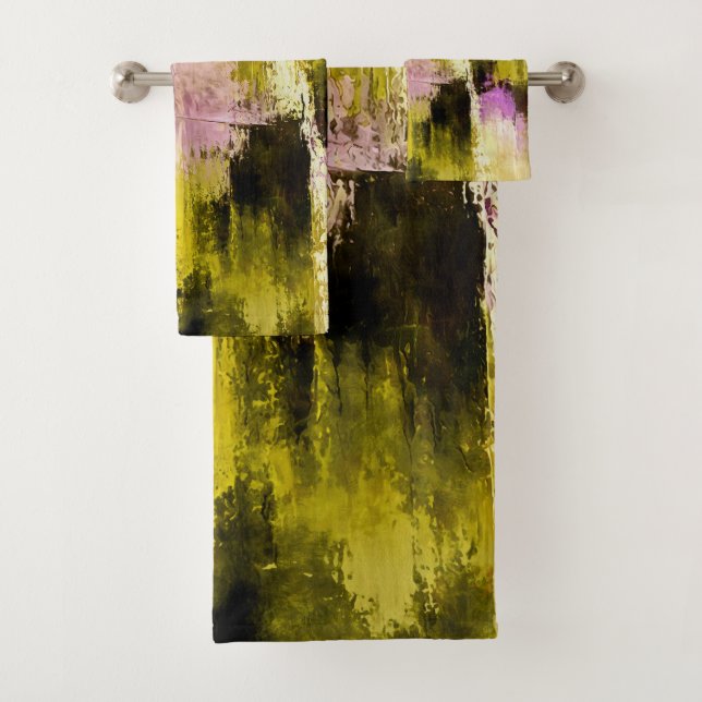 Dancing Through Violet Expressive Modern Abstract Bath Towel Set (Insitu)