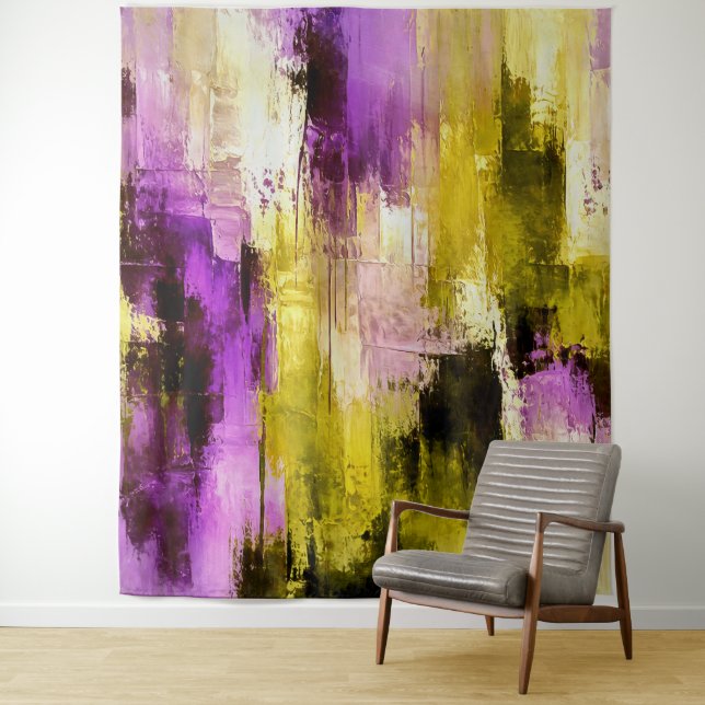 Dancing Through Violet Expressive Modern Abstract Tapestry (In Situ)