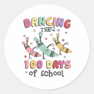 Dancing Thru Pencil 100 Days Of School Teacher Boy Classic Round Sticker