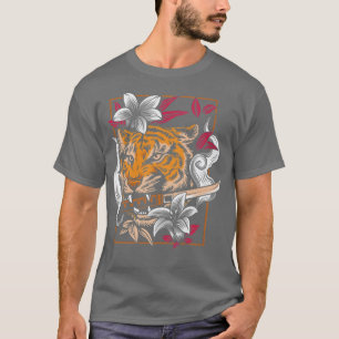 Dancing Tiger Japanese Asian Art Inspired Cartoon  T-Shirt