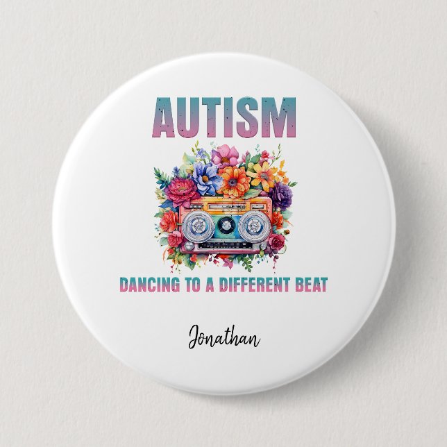 Dancing to a Different Beat.  Autism Awareness 7.5 Cm Round Badge (Front)