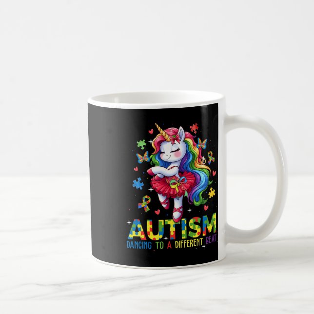 Dancing To Be A Different Beat Unicorn Autism Awar Coffee Mug (Right)