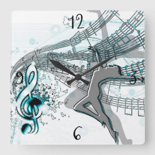 Dancing to the Music Square Wall Clock