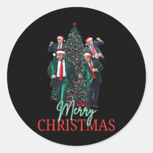 Dancing Trump Santa Merry Christmas Daddy's Home 4 Classic Round Sticker