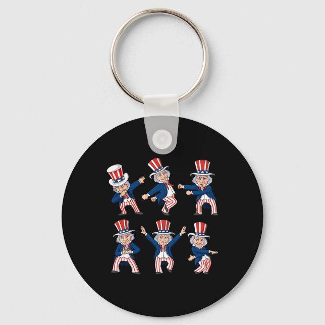 Dancing Uncle Sam 4th Of July Dance Challenge Boys Key Ring (Front)