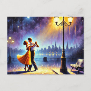 Dancing underneath the lamppost postcard