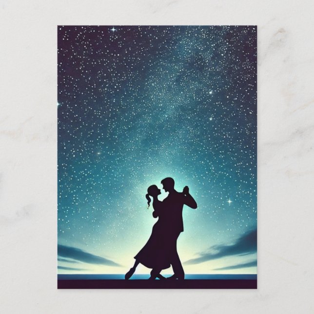 Dancing underneath the starry sky postcard (Front)