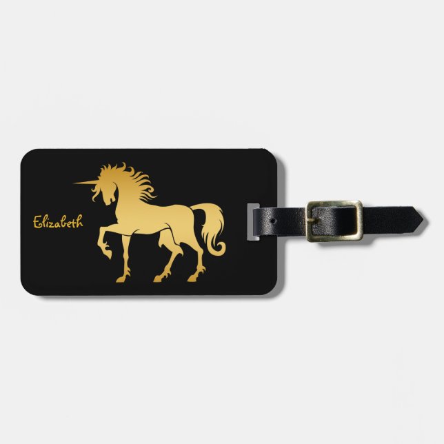 Dancing Unicorn Silhouette Luggage Tag (Front Horizontal)