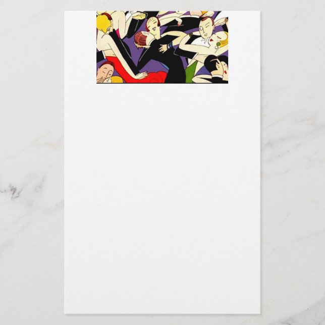 Dancing Vintage Couples Stationery (Front)