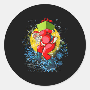 Dancing Vintage Santa Claus Christmas Graphic  Classic Round Sticker