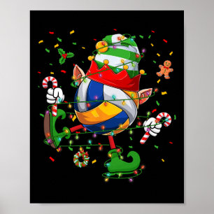 Dancing Volleyball Ball Elf Hat Scute Ss Cute Sss Poster