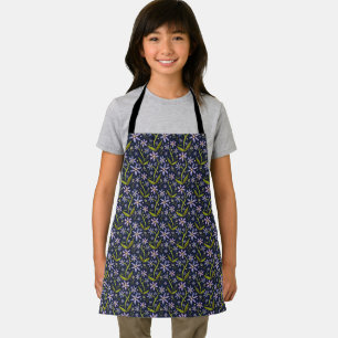 Dancing Watercolor Daisies Midnight Kids Apron