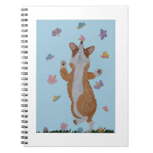 Dancing Welsh Corgi with Butterflies Notebook
