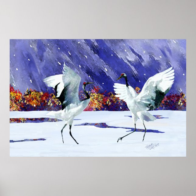 Dancing White Cranes Poster (Front)