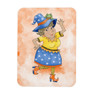 Dancing witch with her frog magnet