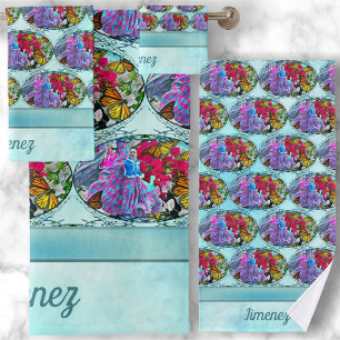 Dancing with Flowers & Butterflies PV01 Bath Towel Set