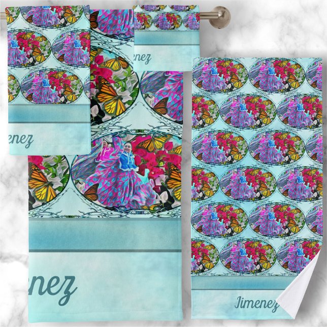 Dancing with Flowers & Butterflies PV01 Bath Towel Set (Creator Uploaded)