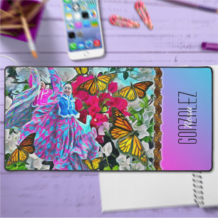 Dancing with Flowers & Butterflies PV01 Desk Mat