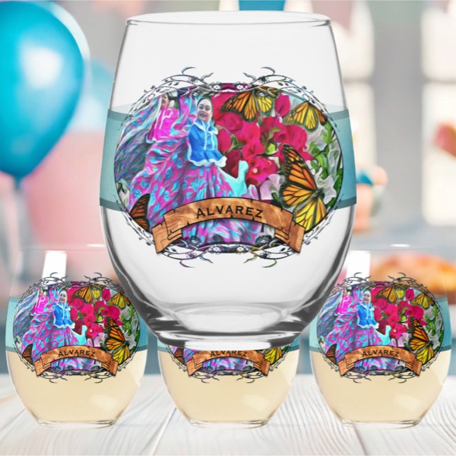 Dancing with Flowers & Butterflies PV01 Stemless Wine Glass (Creator Uploaded)