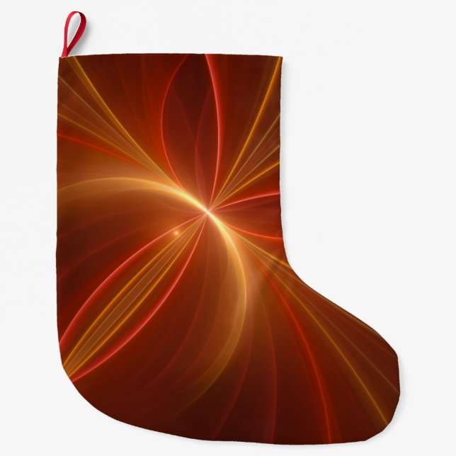 Dancing With The Light Modern Abstract Fractal Art Large Christmas Stocking (Front)