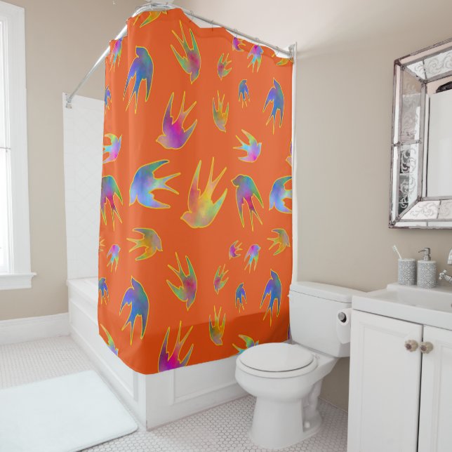 Dancing with the Wind against a Hot Summer Sunset Shower Curtain (In Situ)