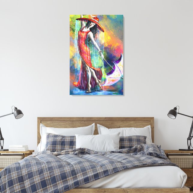 Dancing Woman with Umbrella Canvas Print (Insitu(Bedroom))