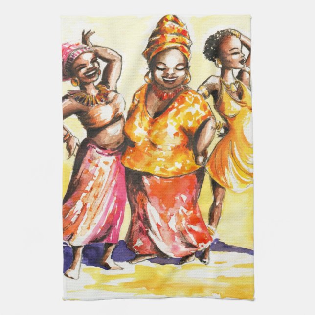 Dancing women tea towel (Vertical)