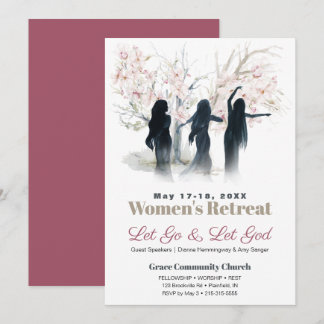 Dancing Women Watercolor Trees Church Retreat Invitation