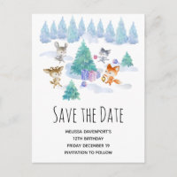 Dancing Woodland Animals Watercolor Save the Date
