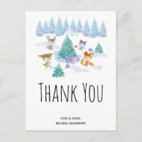 Dancing Woodland Animals Watercolor Thank You