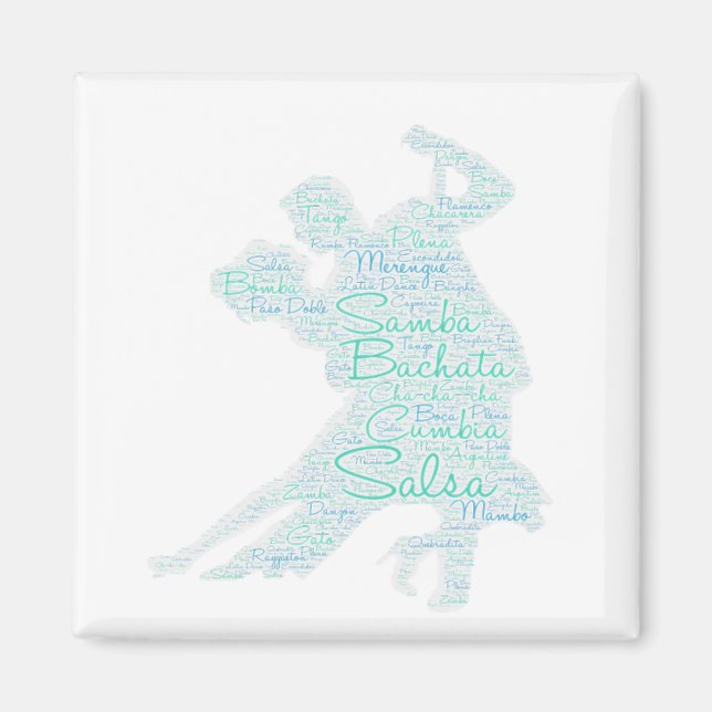 Dancing Word Art Couple Bachata  Salsa Magnet (Front)