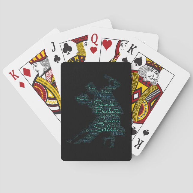 Dancing Word Art Couple Bachata  Salsa Playing Cards (Back)