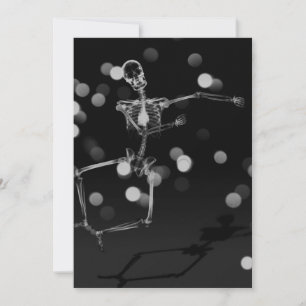 Dancing X-Ray Skeleton - Black & White Invitation