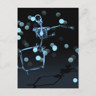 Dancing X-Ray Skeleton - Blue Postcard