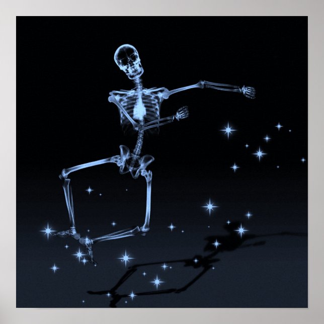 Dancing X-Ray Skeleton - Blue Poster (Front)