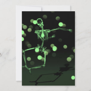 Dancing X-Ray Skeleton - Green Invitation