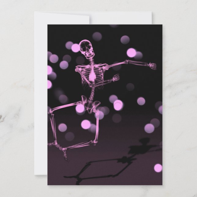 Dancing X-Ray Skeleton - Pink Invitation (Front)
